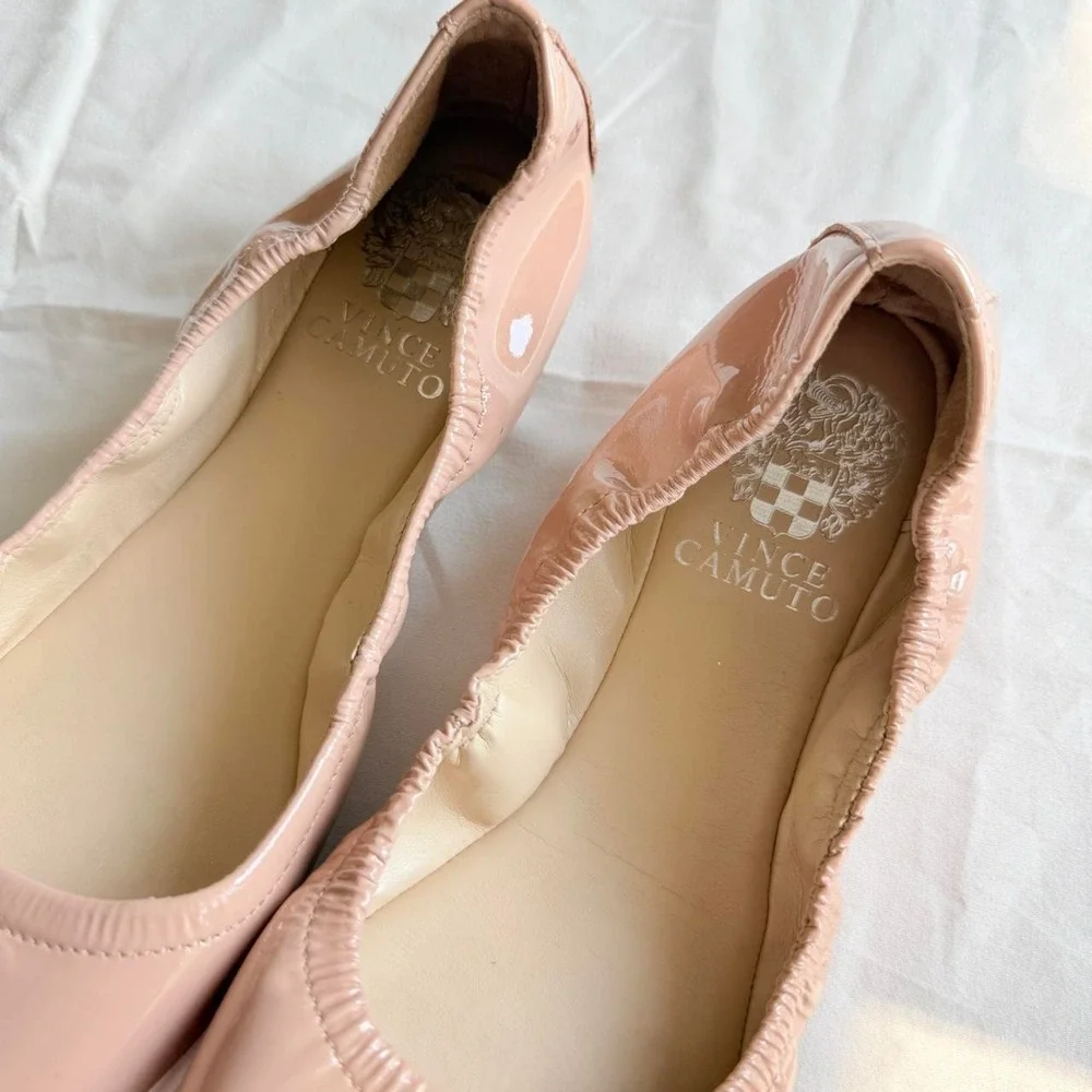Vince Camuto Women's Size 8M Blush Pink Patent Ballet Flats Square Toe